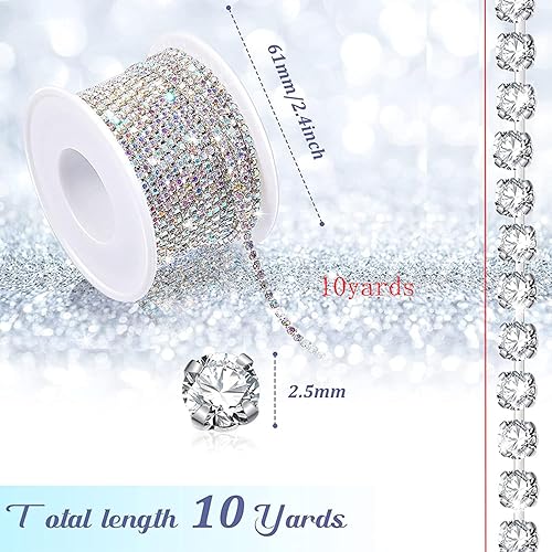 Miniatura 6 de Cadena de cierre de diamantes de imitación de cristal de 10 yardas de 0.079 pulgadas para coser zapatos Crocs ropa, tazas, cadena de diamantes de