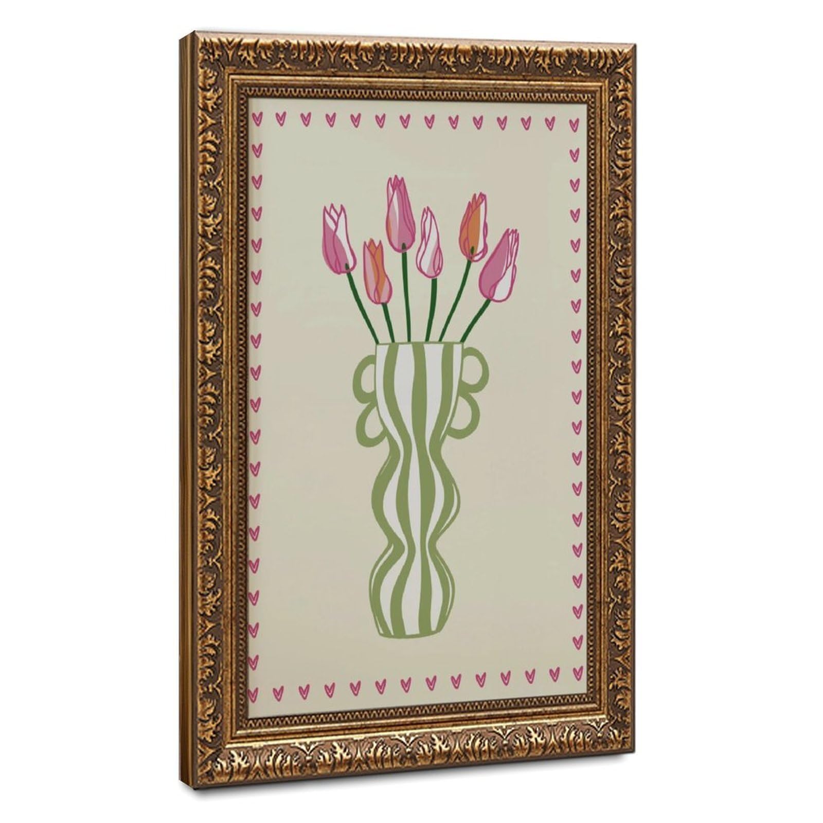 Bareronor Tulip Flower Vase Art Canvas Poster Bedroom Decor Landscape Office Room Decor Gift 20" L X 30" W