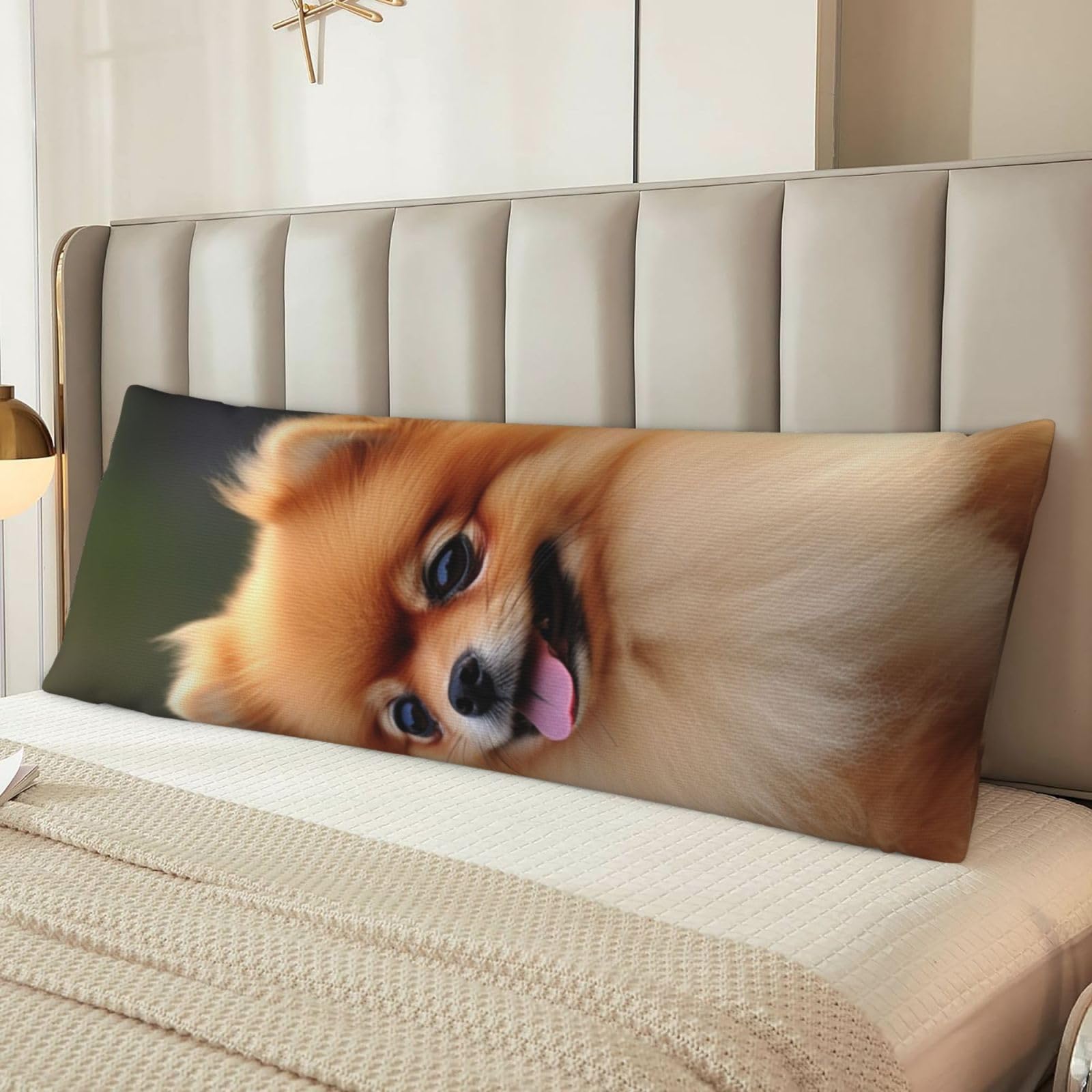 Pomeranian Dog Body Pillow Case Cover, Microfiber Long Pillow Cases, Ultra Soft and Cozy Plush Body Pillowcase Decorative Long Bed Pillow Cover for Sleeping 20x54 Inches