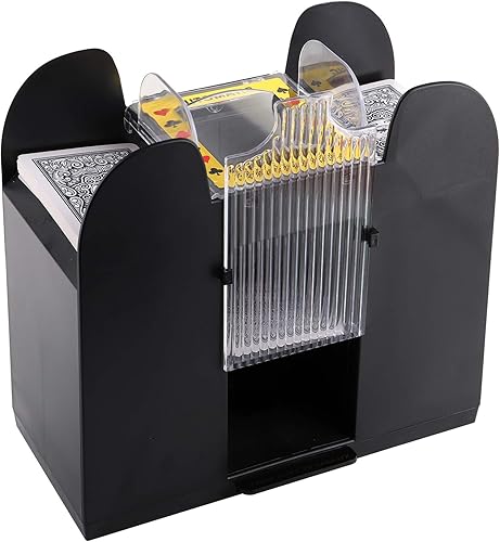 Suwimut - Juego automático de cartas de 6 cubiertas, funciona con pilas, máquina de viaje para póker, color negro (tarjetas no incluidas)