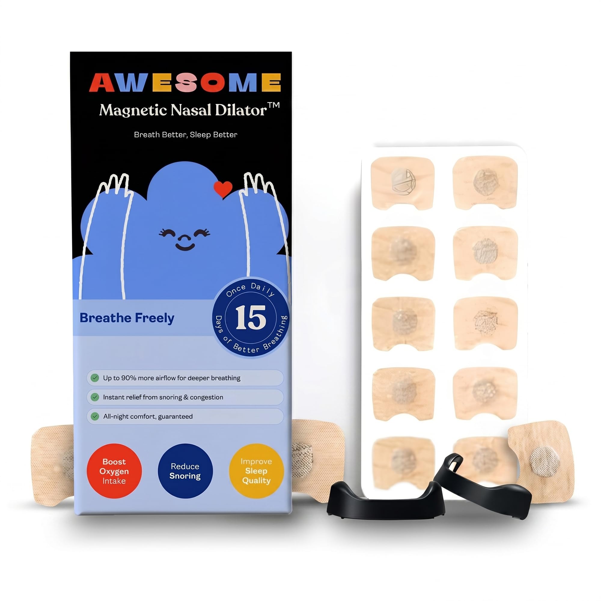 AWESOME Magnetic Universal Nasal Strips,Anti Snoring Nose Clip,Skin Safe Sleep Nasal Dilators For Breathing,Snoring Stopper For Men n Women (15 days pack)-image-13