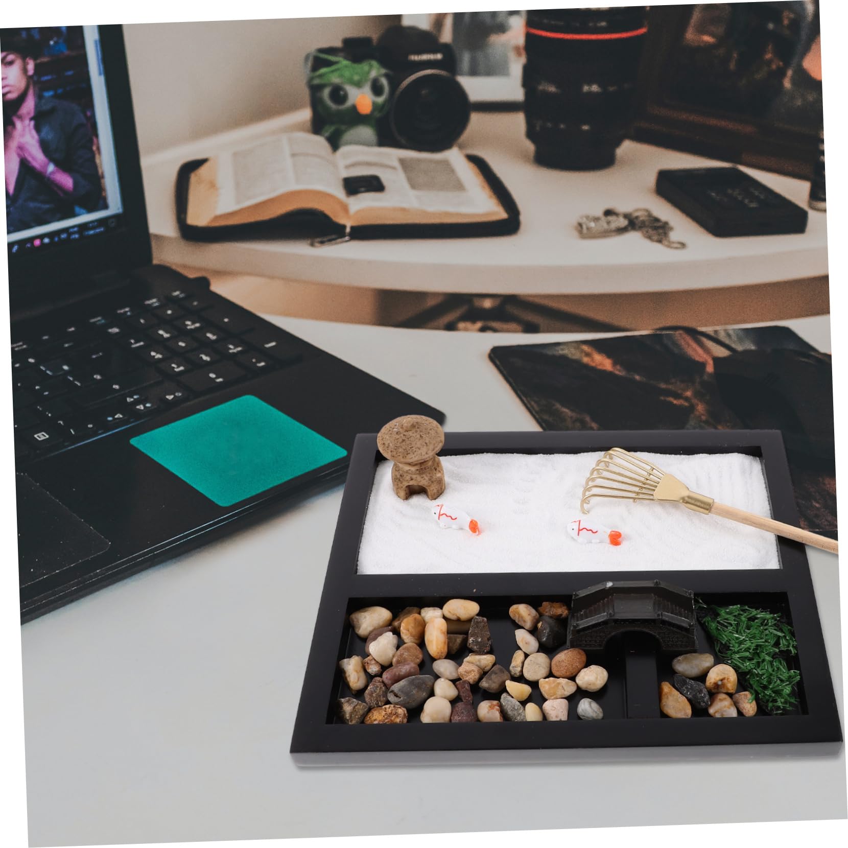 HEMOTON Sandbox Lid Decor Zen Garden Miniature Landscape Office Desktop Miniature Landscape