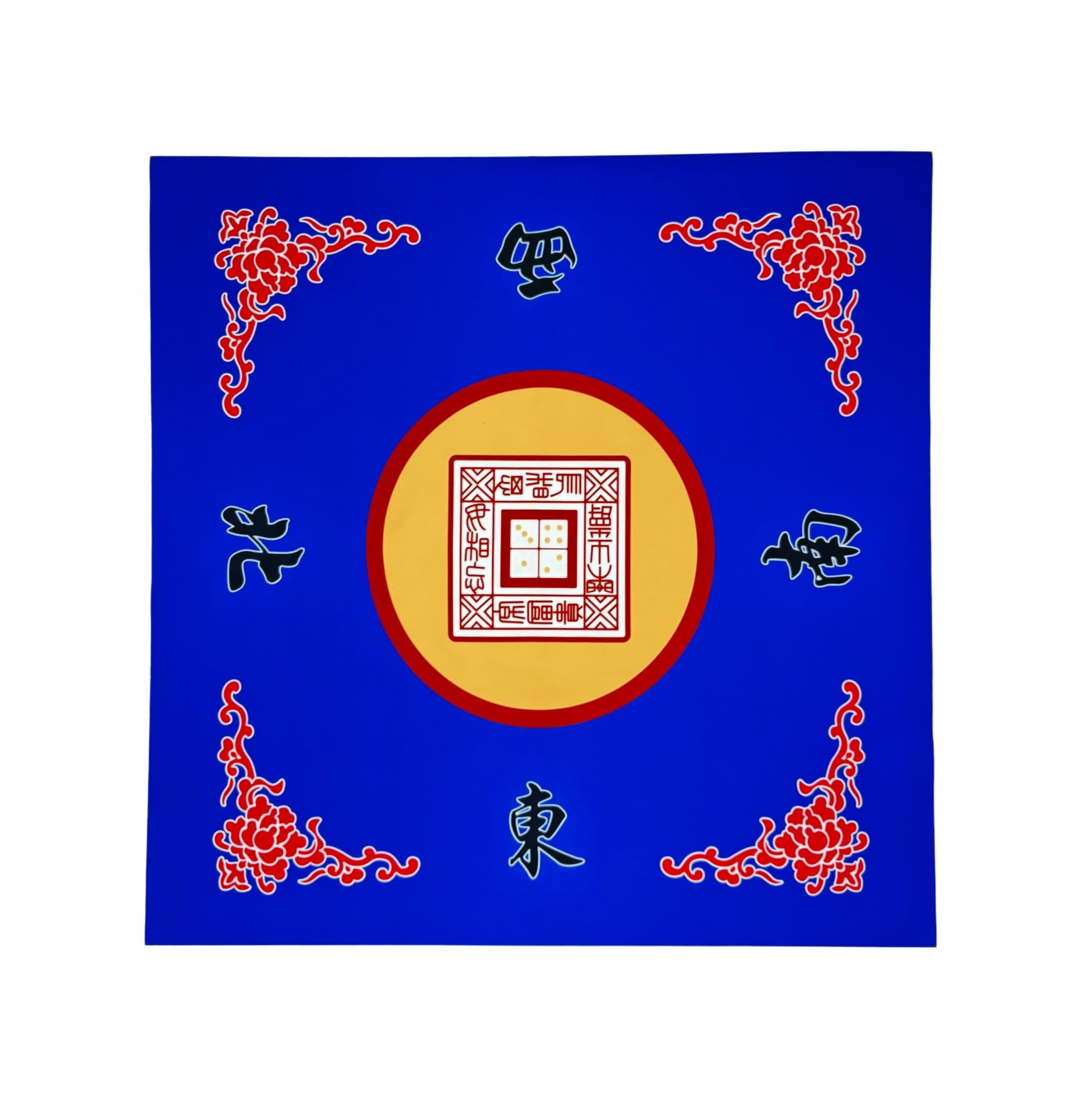 POK3R STUFF INDIA Mahjong Mat M12 | 36 x 36 Inch Velvet Mahjong Game Mat with Anti-Slip Rubber Base | Noise Reducing Table Mat for Mahjong & Board Games (Dark Blue)