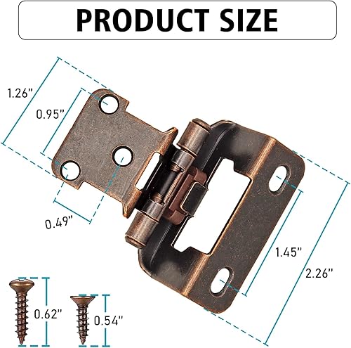 Miniatura 4 de Bisagras de gabinete Bronz de envoltura parcial superpuesta de 12 pulgada, bisagra de gabinete de cierre automático de bronce aceitado para puertas