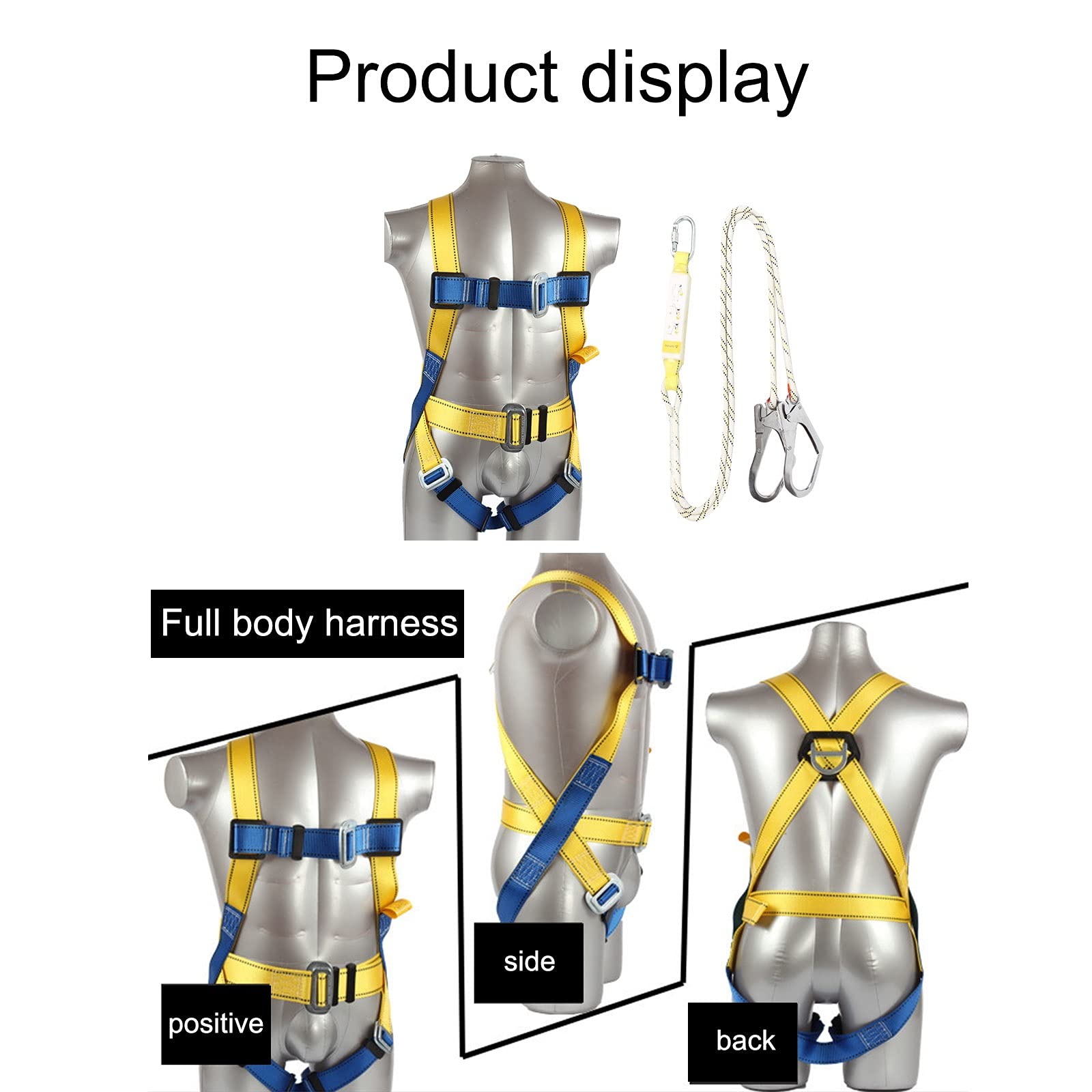 SwaYve Kit de Arnés de Seguridad, Arnés de Seguridad de 5 Puntos, Kit de Cinturón de Seguridad, Arnés de Seguridad para Detención de Caídas, Arnés de Seguridad para Trabajos de Construcción