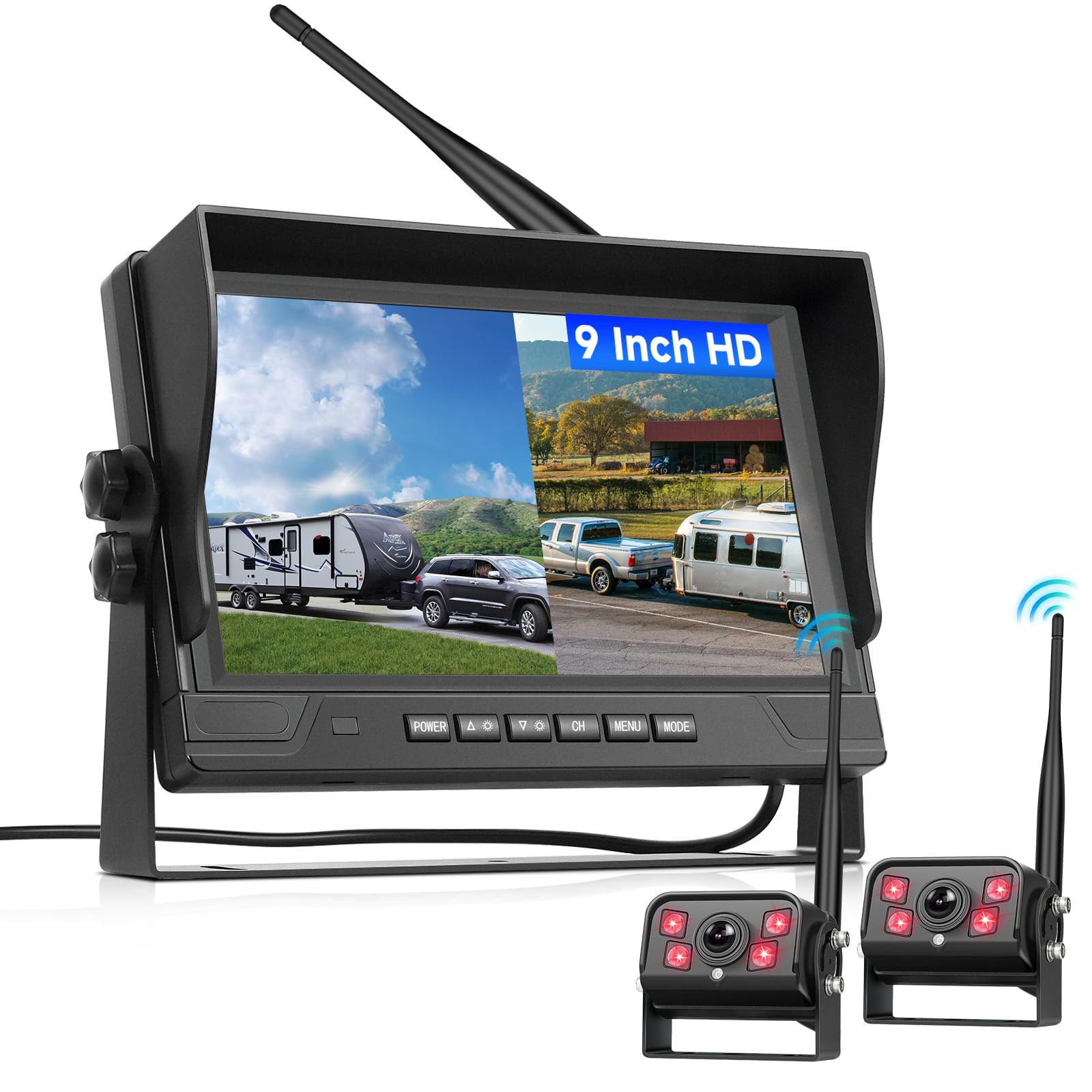 Achteruitrijcamera set 7 inch (max 4 cam)(draadloos) - www Achteruitrijcamera set 7 inch (max 4 cam)(draadloos) - www