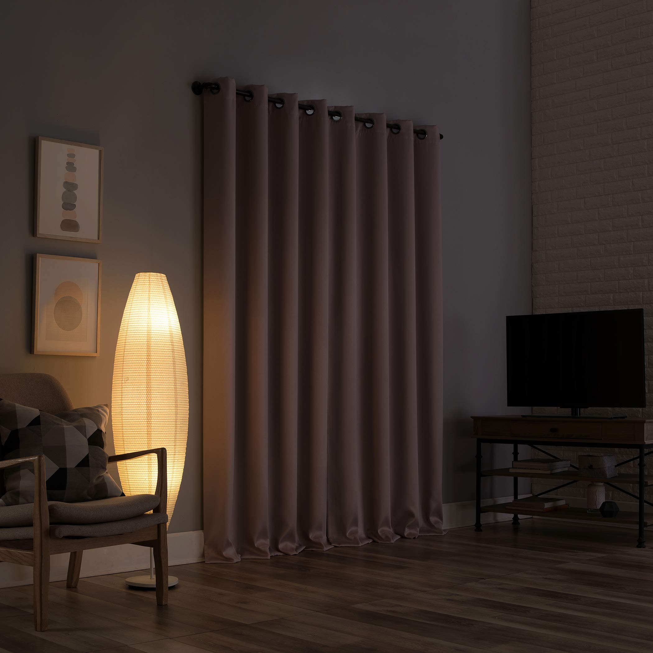 Sun Zero Nordic Lot de 2 Rideaux à œillets 100% occultants de qualité théâtre, 132,1 x 243,8 cm, Blush