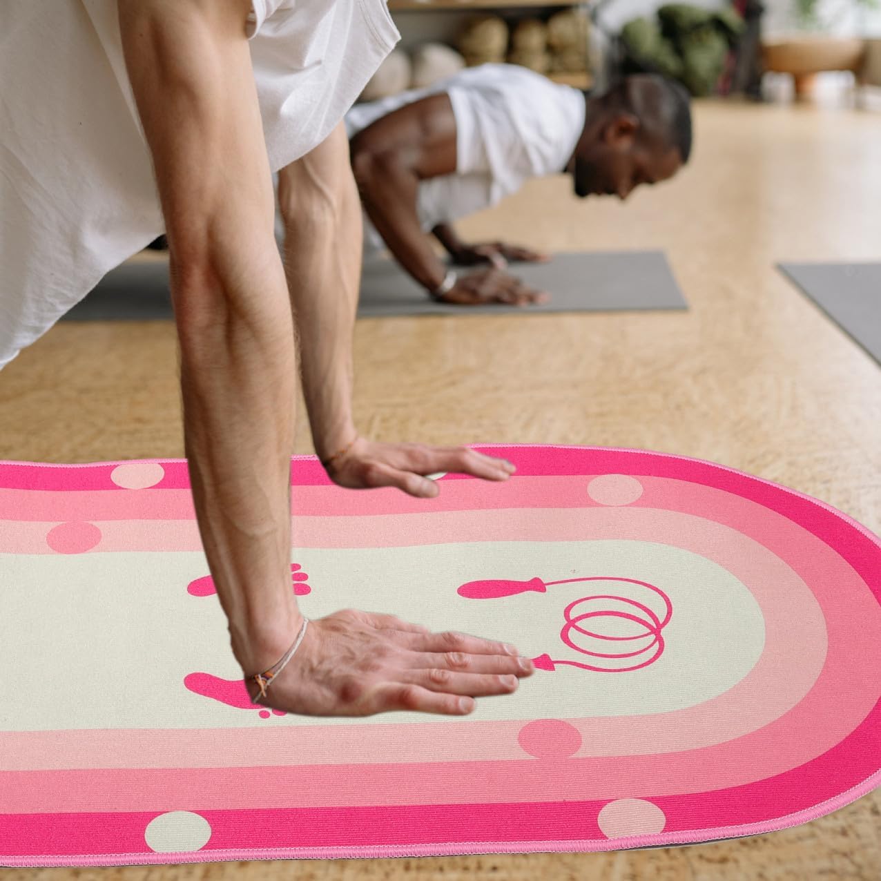 KICHOUSE Silicone-bottom Skipping Pad for Exercise, Thick Noise-reducing Sports Mat 50x80cm Oval, Portable Workout Mat for Indoor Training and Fitness Jump Rope