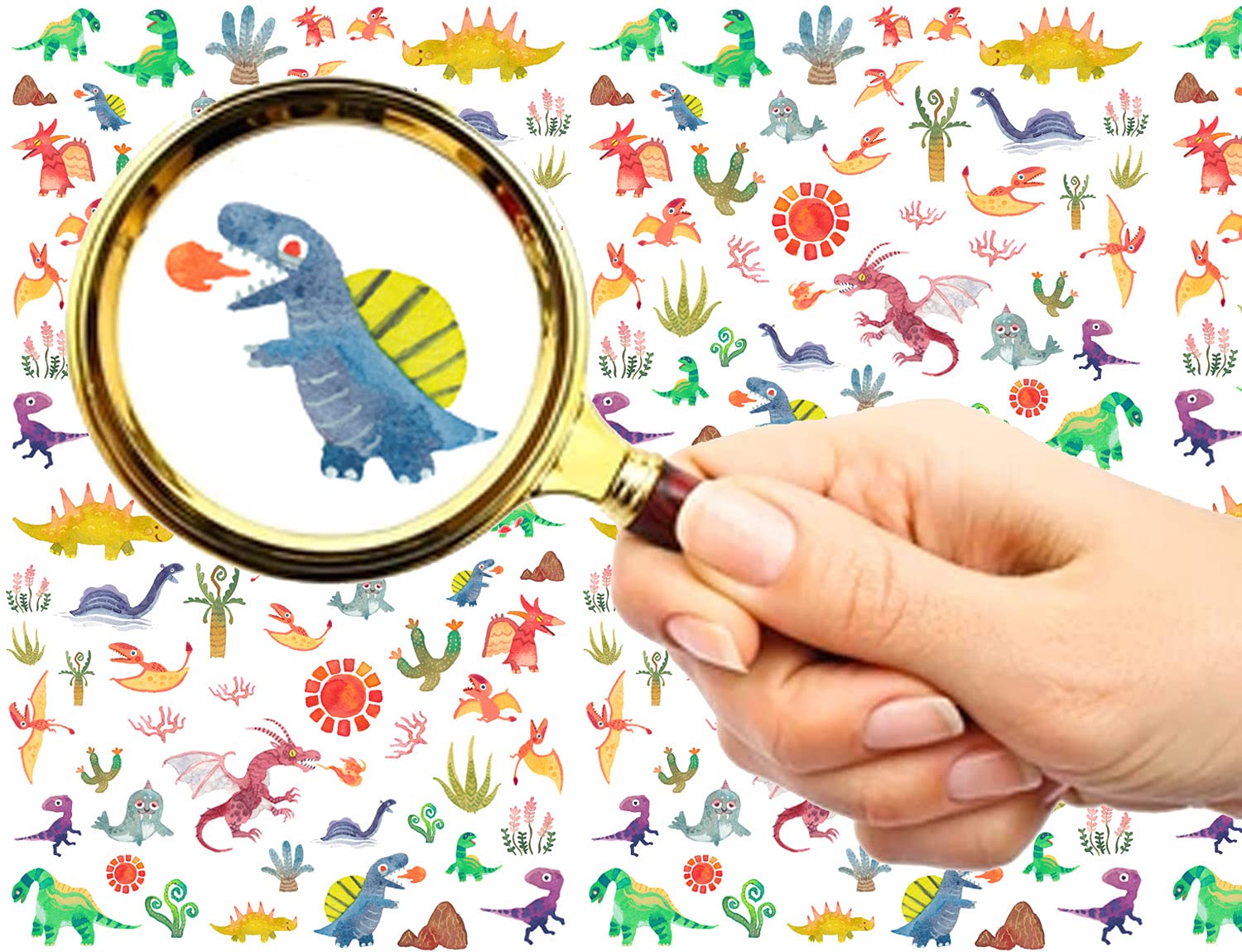 FLONZNAIL Nail Stickers Decal Transfers (5 Sheets) Dinosaurus Dragons T-rex Watercolor Vintage Illustration