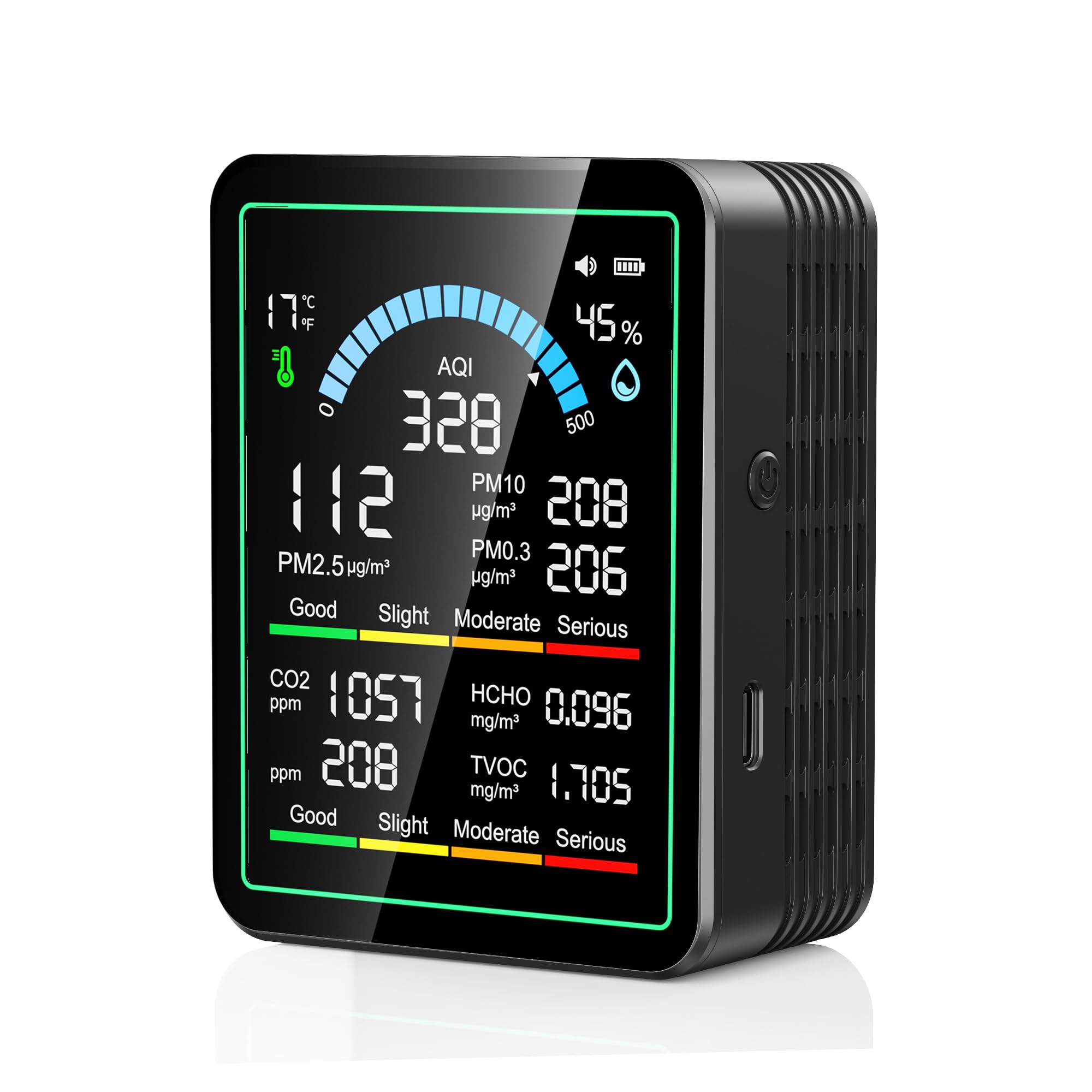 Air Quality Monitor Indoor, 10-in 1 Smart Air Quality Tester