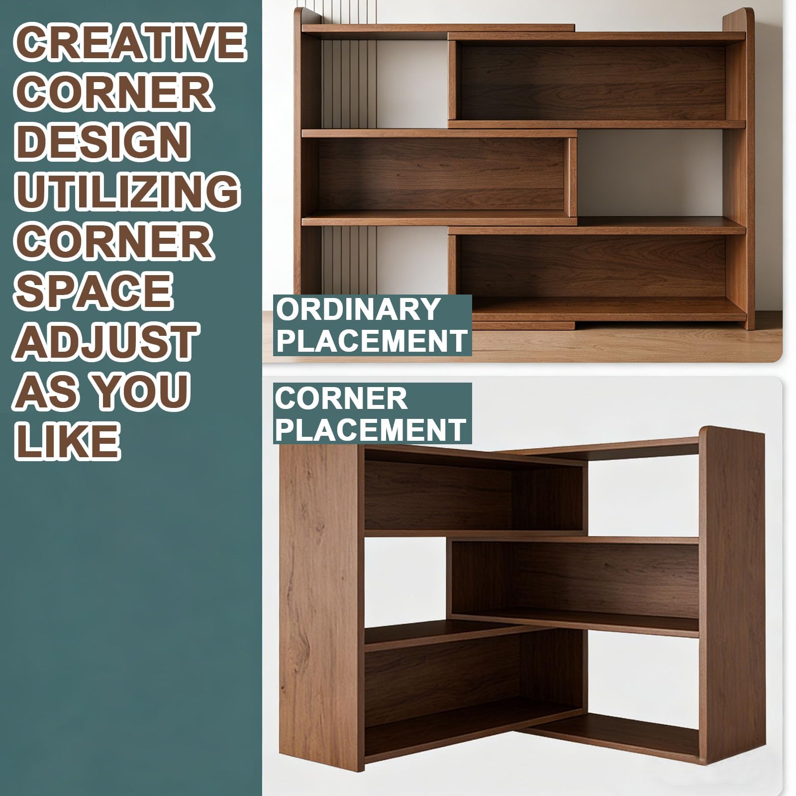 Estantería Extensible para Escritorio, Organizador de Escritorio, rotación de 90 Grados, Ideal para Esquinas, estantería de sobremesa, decoración de aparador pequeño para Oficina.
