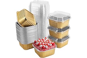 50 Pcs Mini Square Baking Cups with Lids, Perfect Mini Cake Pans Disposable