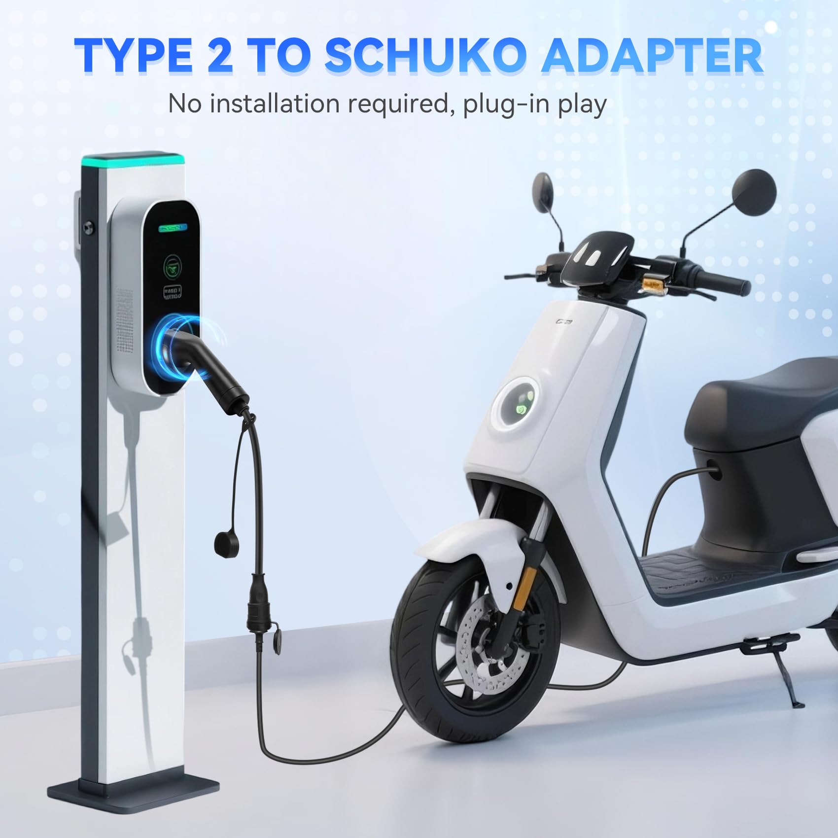 JULIK Adapter typu 2 na Schuko, 3,5 kW, 16 A, 230 V, typ 2 IEC 62196 EV, kabel ładujący, stacja ładująca, Wallbox do gniazdka Schuko, do pojazdów elektrycznych, elektrycznych, elektrycznych, motocykli