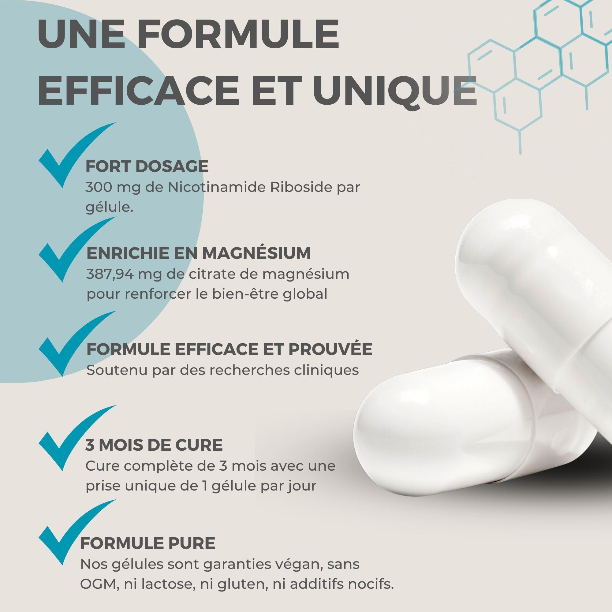 NAD+ | NICOTINAMIDE RIBOSIDE Chloride (NR) 300MG | Anti-âge, Production d'énergie, Réparation de l'ADN, Fonctions cognitives | Enrichie en magnésium |100% Végan | Boosties (Nicotinamide Riboside)