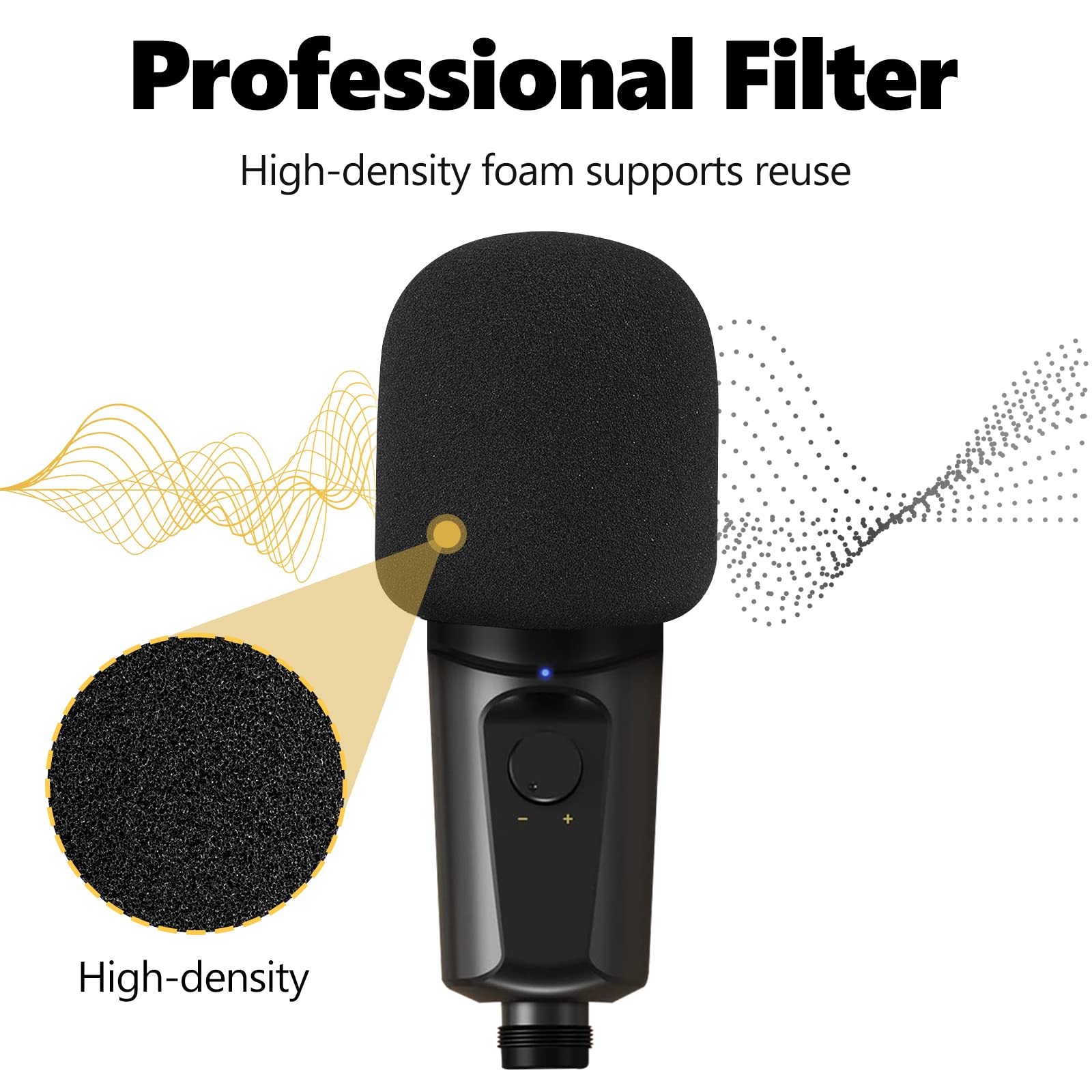 Geekria for Creators Lot de 2 bonnettes en mousse anti-pop pour microphones de 4,1 cm de diamètre, filtre en mousse éponge compatible avec Bietrun WXM09, WXM21, Behringer XM8500 (bleu