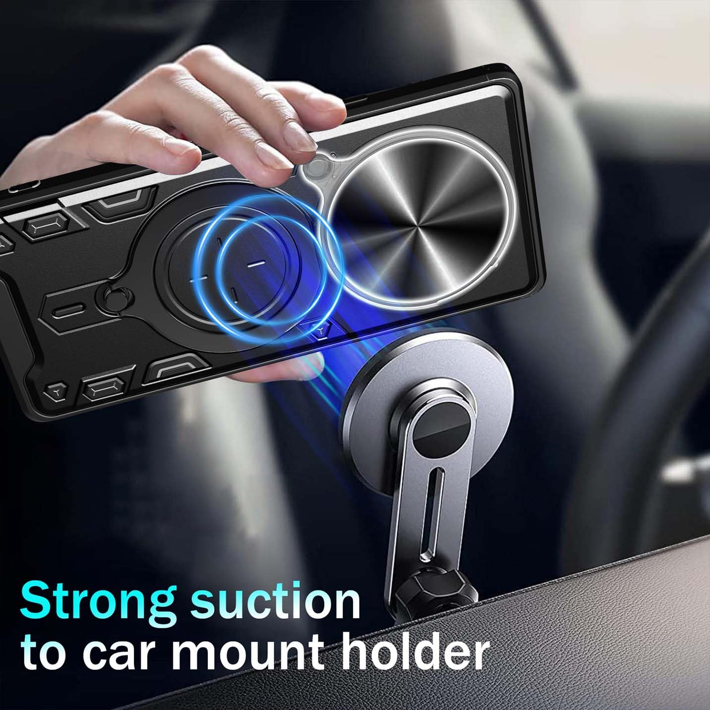 BORYA Case For Honor Magic7 Pro (Magic 7 Pro), Shockproof Ultra Thin PC TPU Silicone Military Anti-drop Cover, With Ring Magnetic Metal Kickstand And Camera Protection Slider. Black - View #10