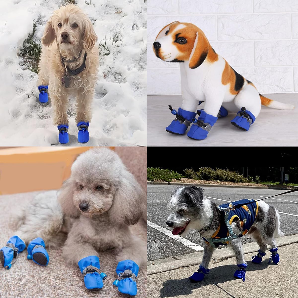 FaJoek 4 x Non-Slip Snow Protection Dog Boots, Dog Boots with Reflective Straps, Waterproof Dog Shoes - Image 3
