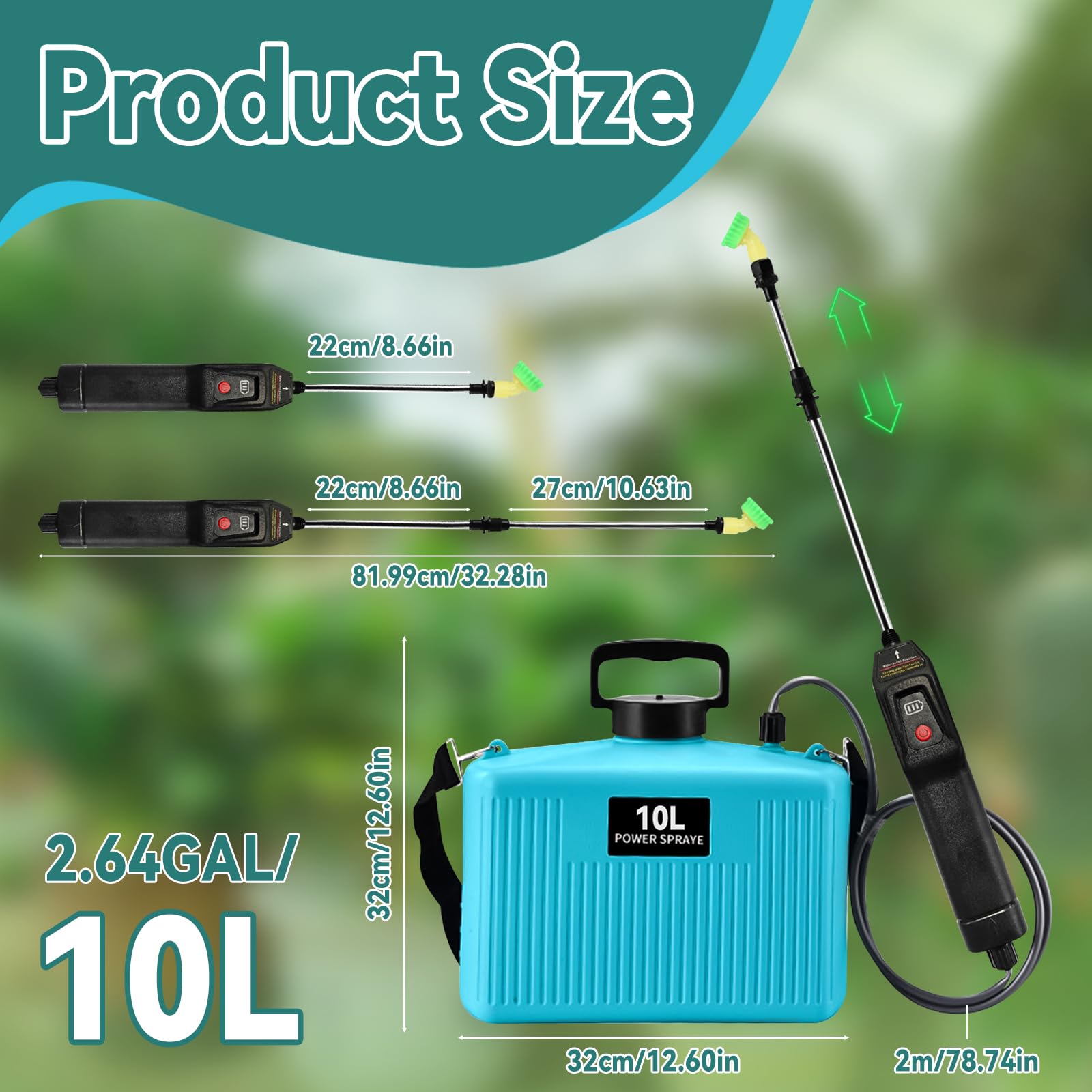 Opryskiwacz plecakowy zasilany bateriami, 10 l, ulepszony elektryczny opryskiwacz z 4 dyszami mgły, uchwyt do ładowania USB, wysuwana różdżka, przenośny opryskiwacz wody do trawnika, ogrodu