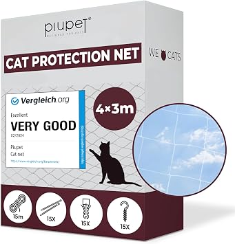 PiuPet 4x3m Transparent Cat Net - Tear-Resistant Mesh for Balcony & Window