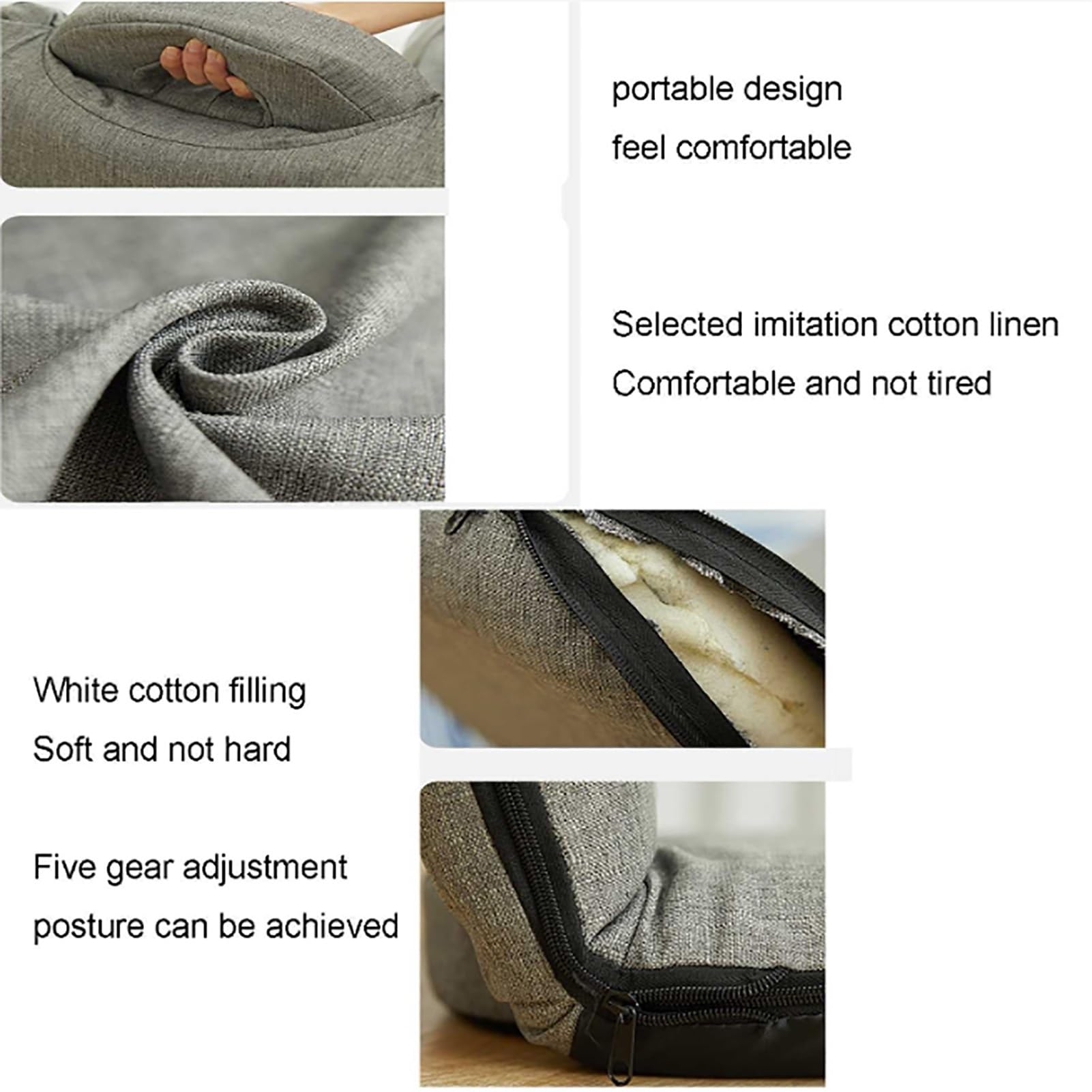 Silla de Suelo portátil, Asiento de Suelo Ajustable con Respaldo, 5 ángulos, Silla de meditación Plegable, Silla Tatami para Acampar en Interiores y exteri