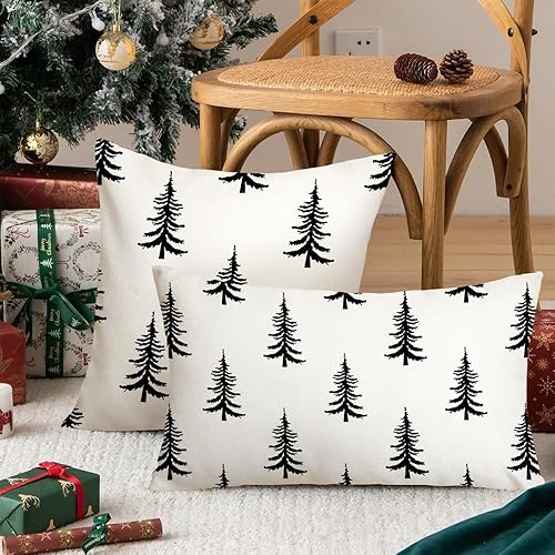 Miniatura 4 de AACORS AA313-12 - Funda de almohada de Navidad de 12 x 20 pulgadas, decoración de árbol de Navidad, decoración de casa de campo, para el hogar,