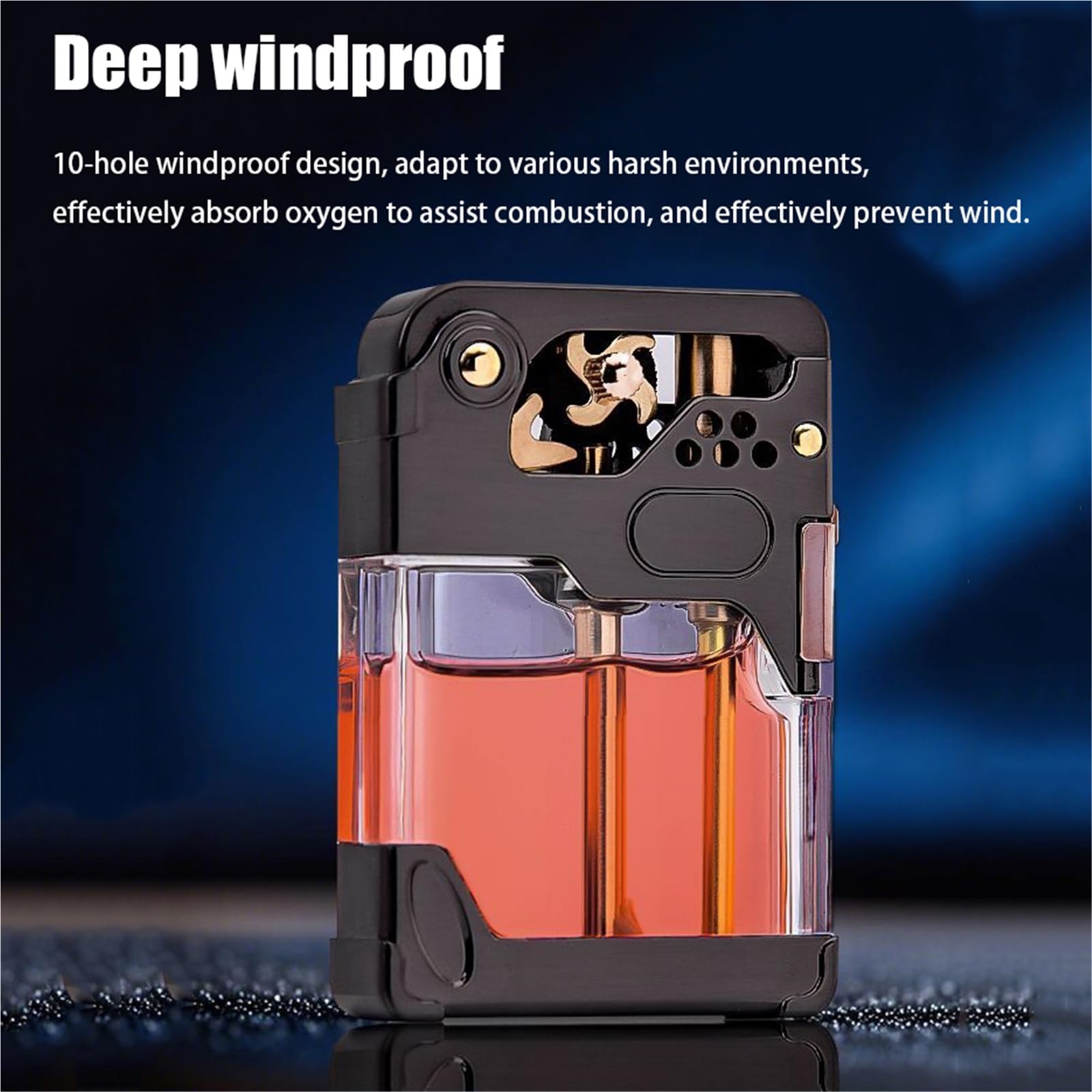 Mecha Briquet à kérosène en métal - Design rétro coupe-vent avec verrouillage de sécurité - Réservoir de carburant transparent - Idéal pour l'extérieur, les cadeaux et les collectionneurs
