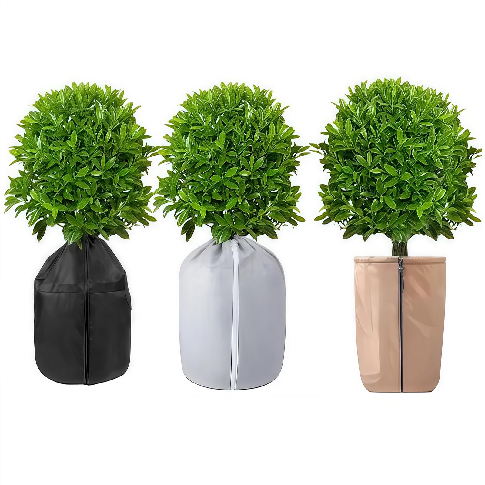 Funda térmica para plantas, funda protectora con cremallera y cordón, aislamiento para macetas para protección de temperatura