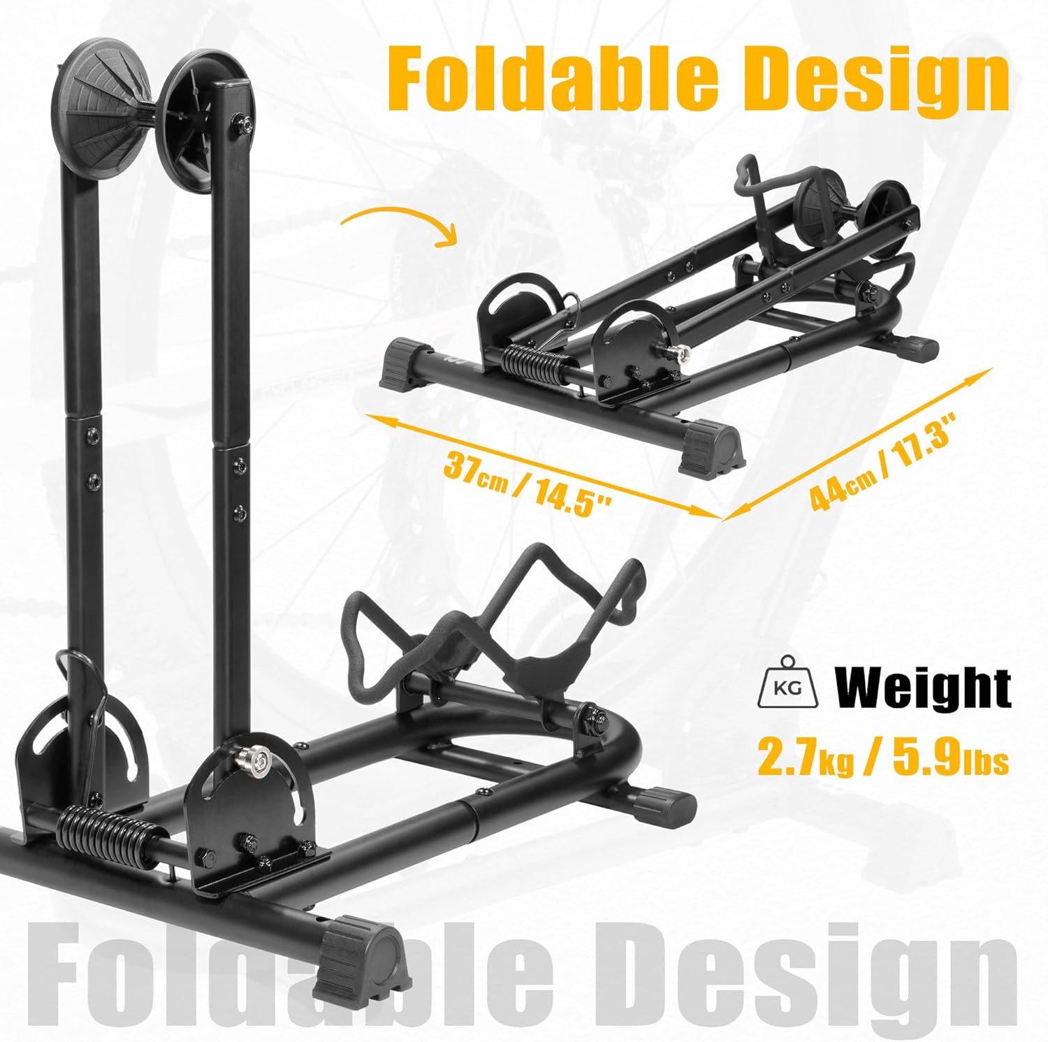 BikeHand Foldable Bike Stand Floor Rack | Sturdy & Durable Quick-Fold Design for MTB & Road Bicycle Storage - up to 2.4" Tire Width | Portable Bike Rack Garage Foldable Storage Stand | Updated Design - Image 3