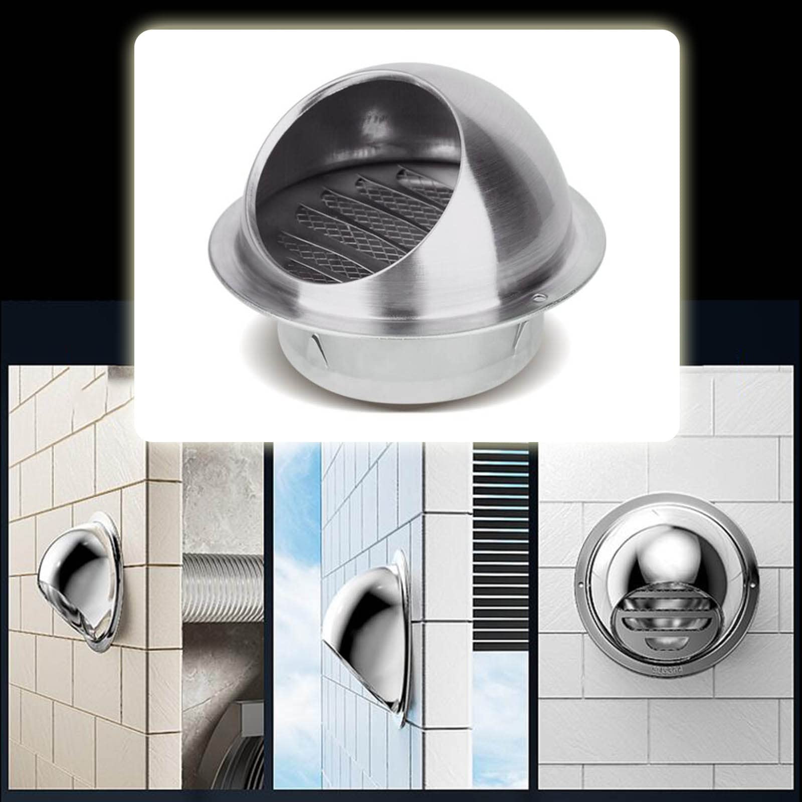 Grille De Ventilation en Acier Inoxydable 304, 80 100 125 150 180mm Ronde Murale Ventilation Hotte, Antis-Retour, Ventilation D'échappement, Grille D'Aération pour Bureau, Cuisine