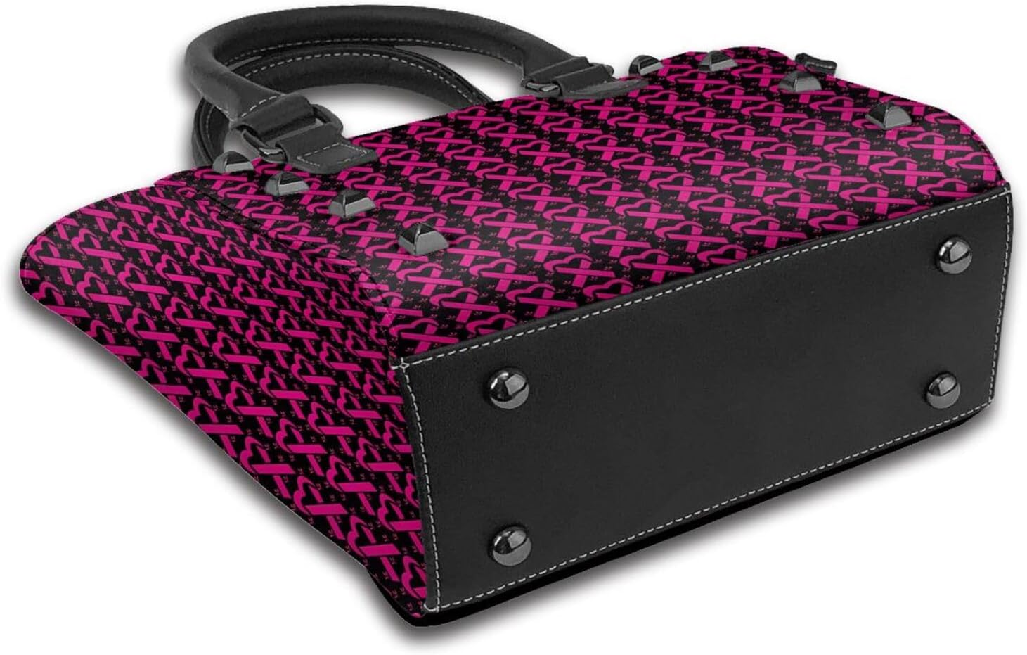 DWomen's Pu Leather Handbag Rivet Shoulder Bag Fashion Studded Top Handle Satchel Crossbody Tote Bag Punk Bag Purse