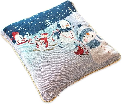 Miniatura 4 de BestPysanky Juego de 2 fundas de almohada con diseño de muñecos de nieve que disfrutan de invierno y desfile de Navidad