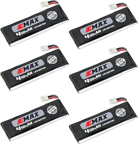 SoloGood 6 unids EMAX 450mAh 1S LiPo Batería 3.8V HV 80C Tinyhawk Whoop Baterías PH2.0 para 1S Micro FPV Racing Drone EMAX Quadcopter