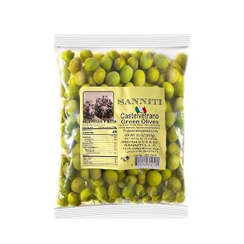 Sanniti Castelvetrano Green Olives | Sicilian Castelvetrano Olives in a Bag | Imported from Italy | Dr Wt 32 oz 910g, Net Wt 52.91 oz 1500g Whole