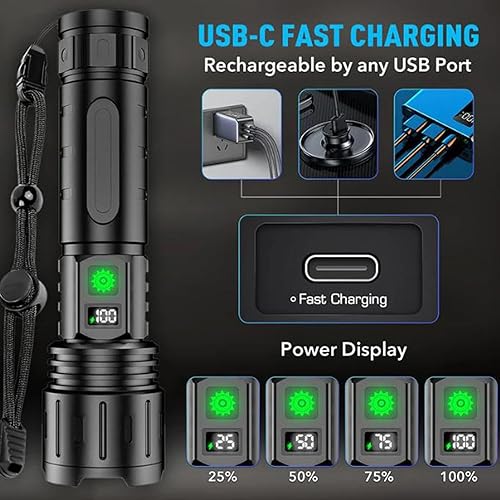 Miniatura 5 de Luvique - Linterna de supervivencia súper brillante de 990000 lm para cada aventura, Linternas LED Recargables de alta potencia, con pantalla de