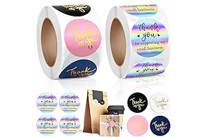 Evatage - 1000 Pack 1.5 Inch Holographic Thank You Stickers