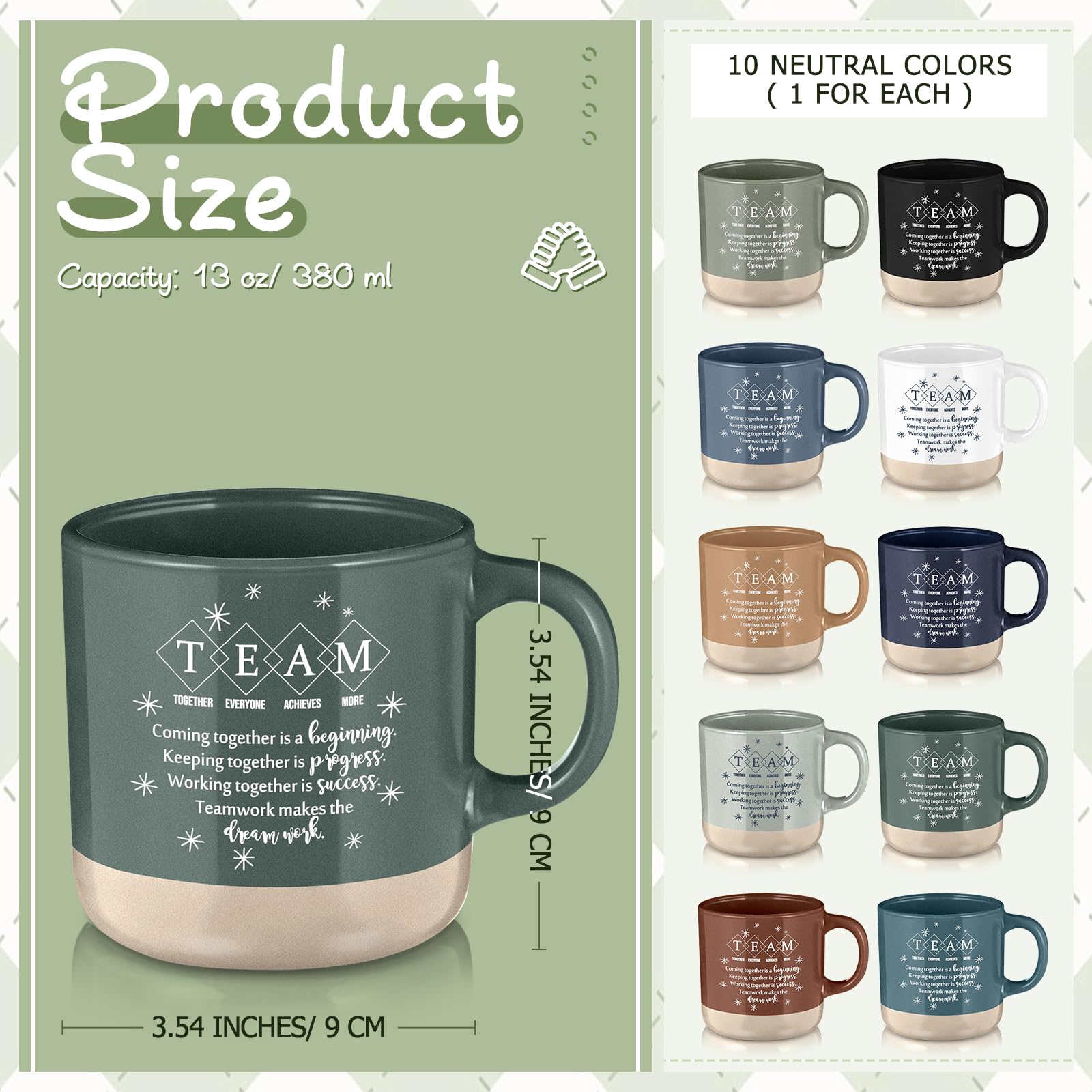 Didaey 10 tazze da caffè in ceramica ispiratrici per dipendenti, regalo di ringraziamento per donne, uomini, colleghi, insegnanti, infermiere