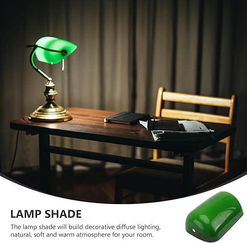 Miniatura 9 de Lurrose Pantalla de cristal verde para lámpara de banqueros de repuesto para banqueros, lámpara de escritorio de banqueros verdes, pantalla de