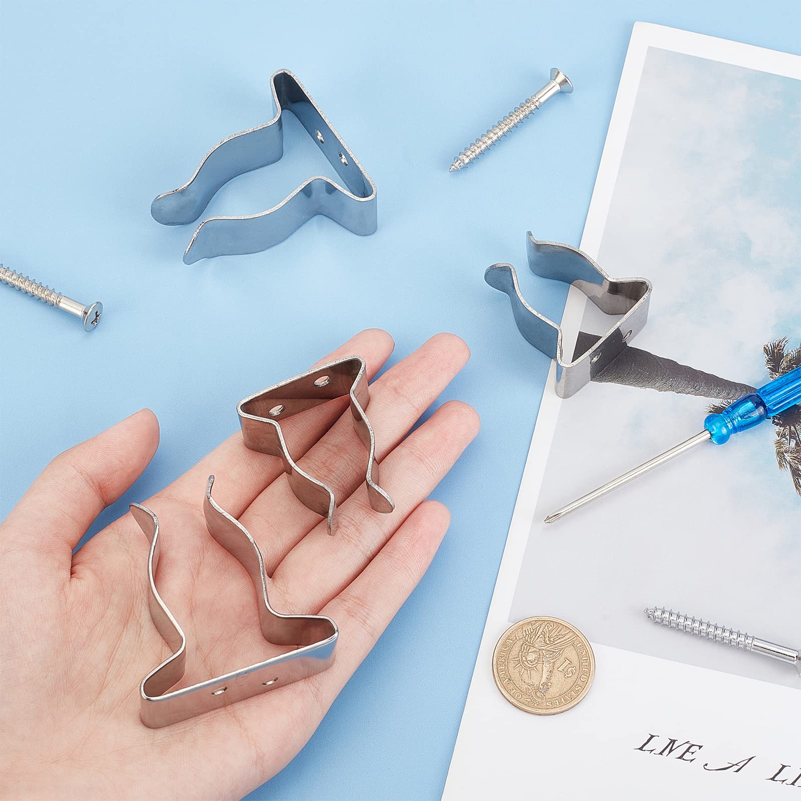 SUPERFINDINGS 4Pc 2Stile Supporto per Gancio per Barca A Molla in Acciaio Inox Supporti per Remi da Barca Clip A Molla Marina Argento Staffa Clip Versatile Gancio Morsetto A Molla Titolari, Foro: 4mm