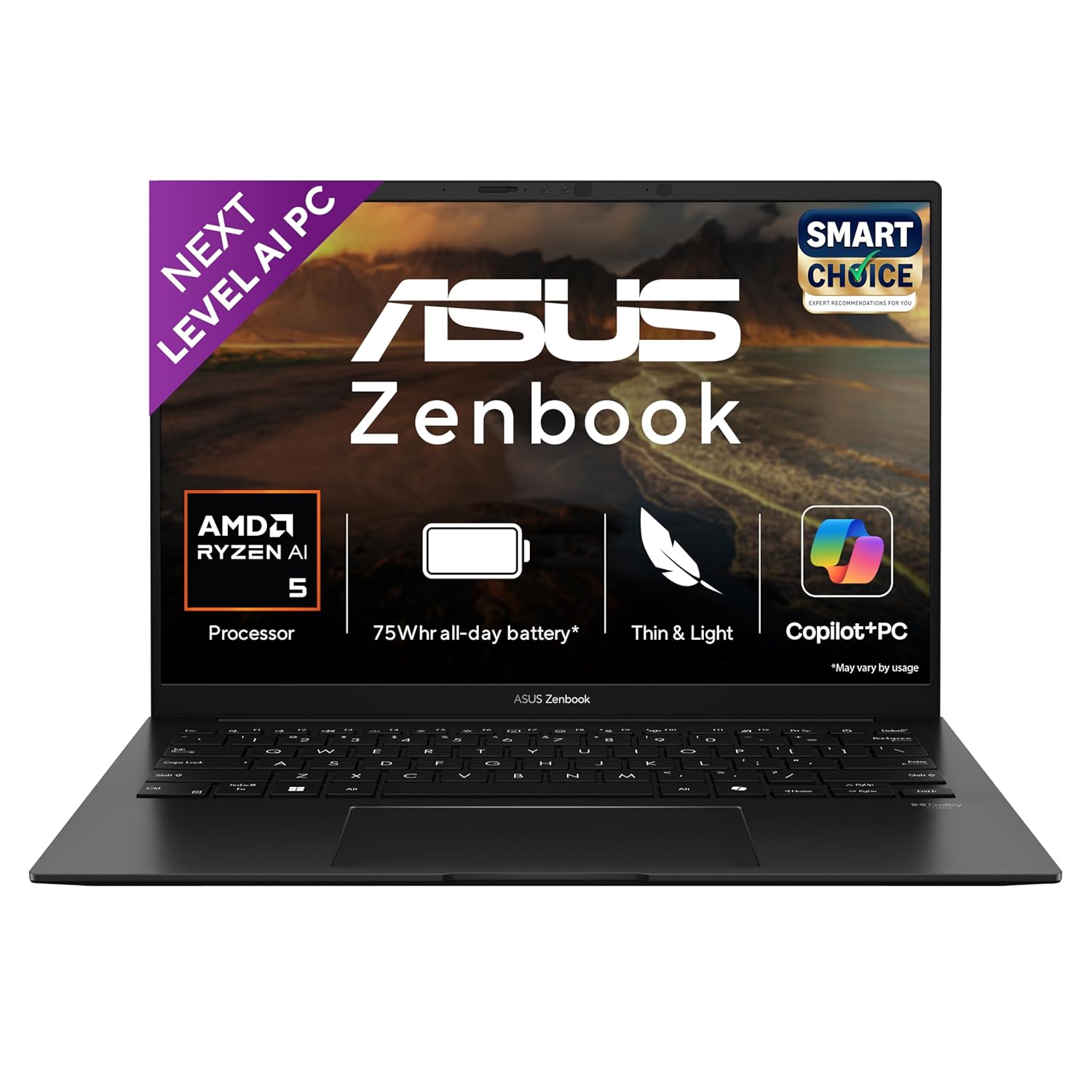 ASUS Zenbook 14, Smartchoice,AMD Ryzen AI 5 340, AI PC(AMD Radeon Graphics/16GB RAM/512GB SSD/3K OLED/14/120Hz/Windows 11/M365 Basic (1Year)*/Office Home 2024/Jade Black/1.2 Kg) UM3406KA-PP240WS ASUS Zenbook 14, Smartchoice,AMD Ryzen AI 5 340, AI PC(AMD Radeon Graphics/16GB RAM/512GB SSD/3K OLED/14/120Hz/Windows 11/M365 Basic (1Year)*/Office Home 2024/Jade Black/1.2 Kg) UM3406KA-PP240WS