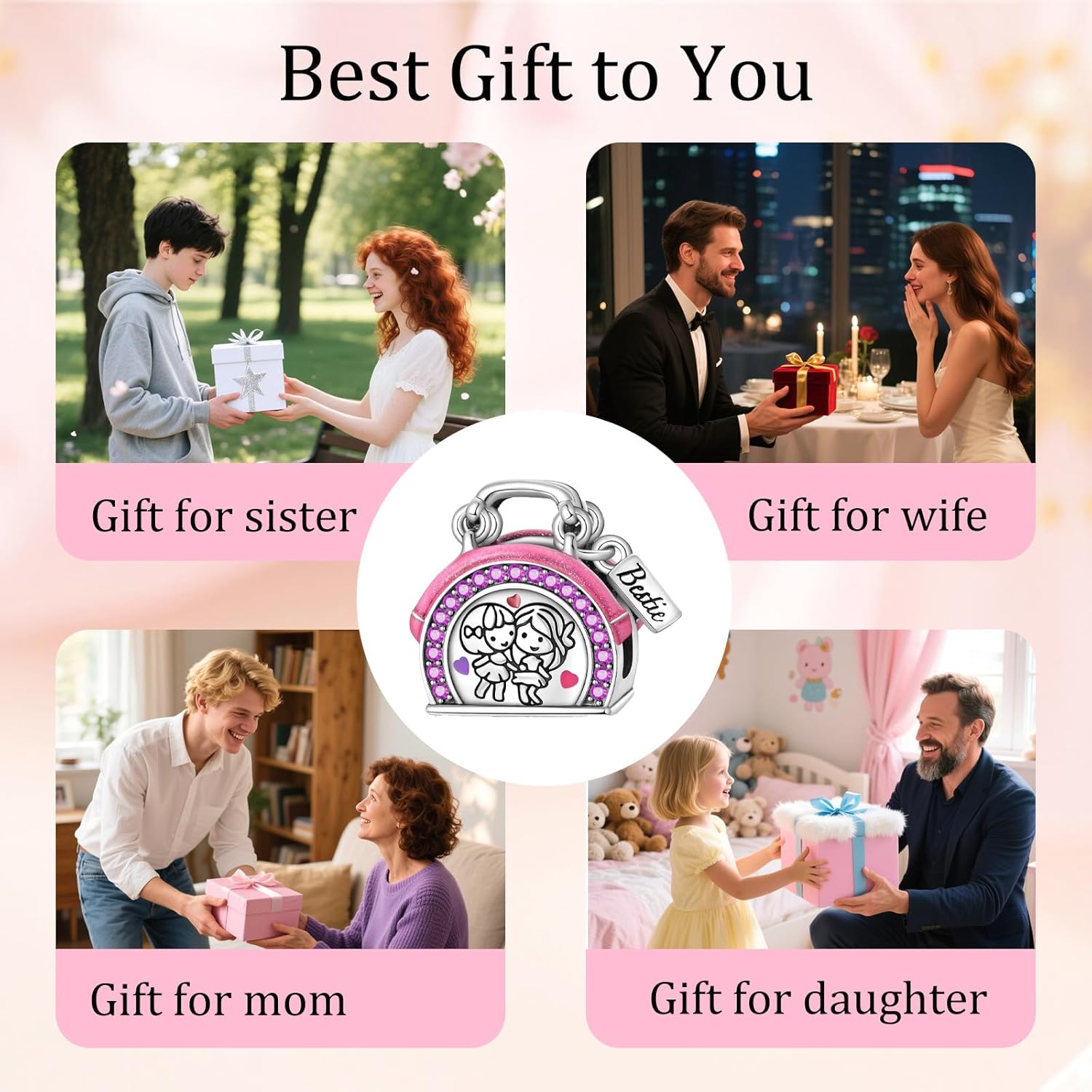 925 Sterling Silver Bead Charm for Pandora Bracelets and Necklaces,Pink Bow Cherry Butterfly Pendant Bead Charms Jewelry Present Valentines Gifts for Wife/Girlfriend Women - Image 7