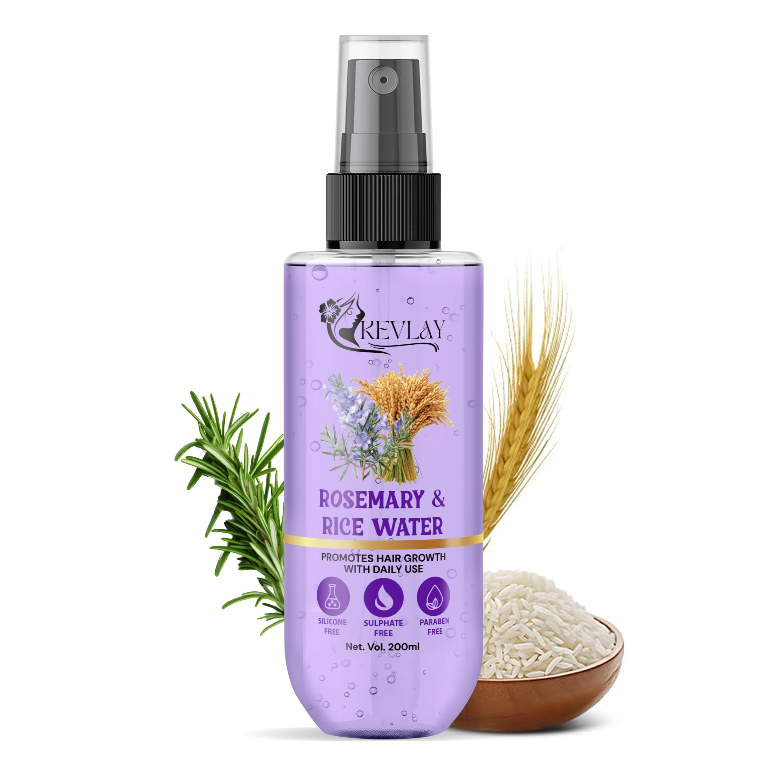 Rosemary Water Spray for Hair Growth & Hair Thickness with Rice Water 100% Natural Extract Suitable For All Hair Types Soft & Smooth Hair Controls Hairfall & Adds Shine Non-Greasy & Fast Absorbing 200 ml (PACK OF 1)-image-38