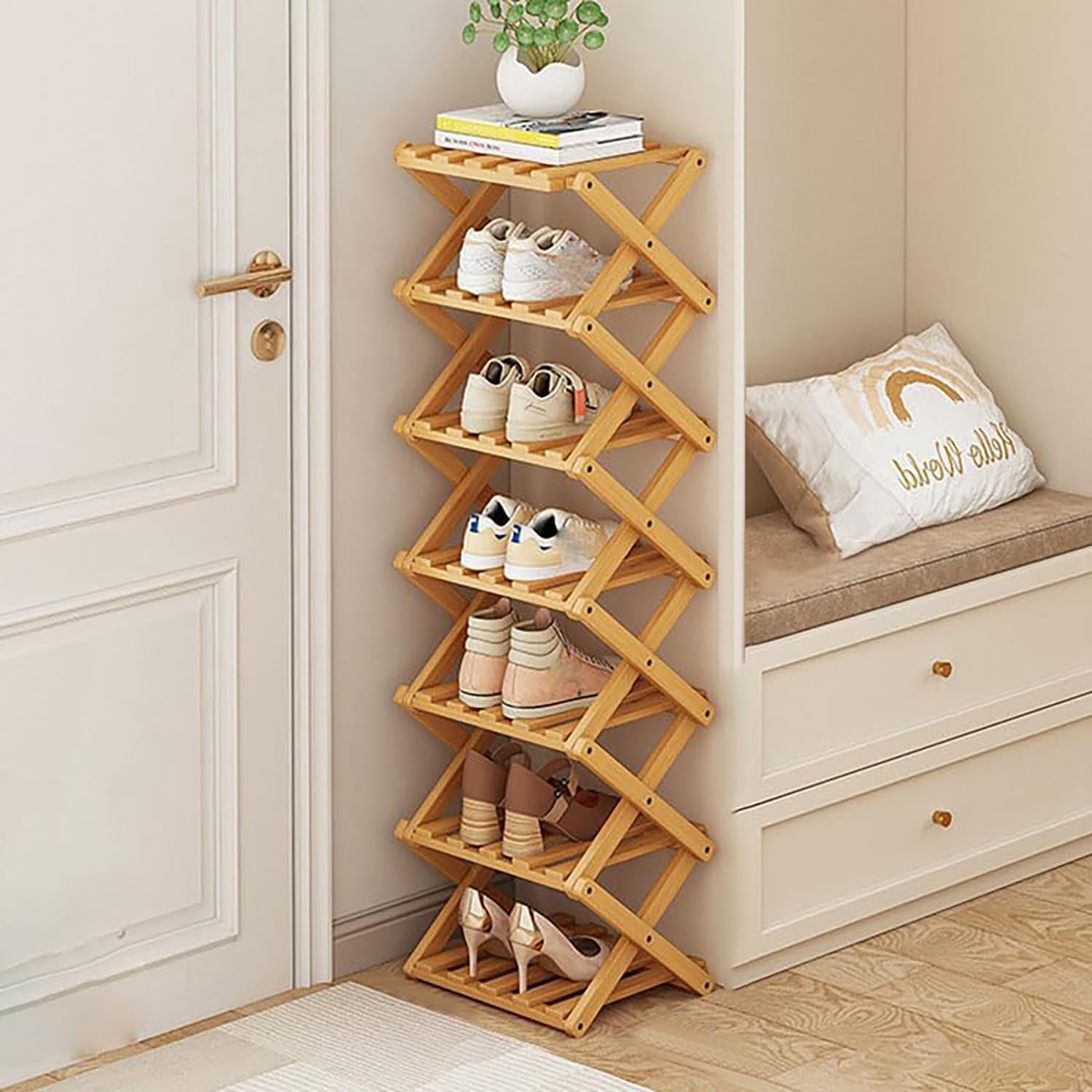 Akloya 7-Tier Folding Bamboo Shoe Rack