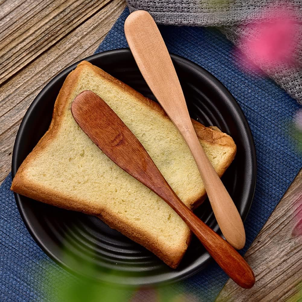 4 Pcs Wooden Butter Knife Cheese Spreader Wood Peanut Jelly Spreader Condiment Sandwich Knives Spatula Kitchen Utensils