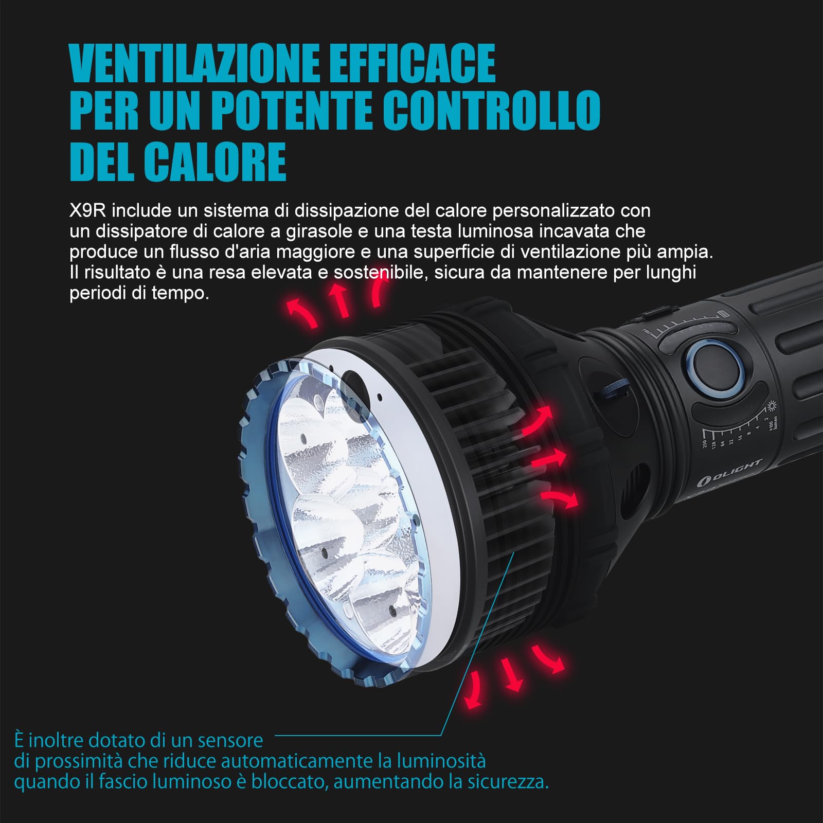 OLIGHT X9R Marauder Torcia Potente ricaricabile di 25000 lumen
