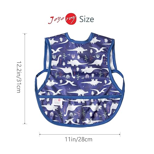 Miniatura 5 de Joyo roy Baberos a prueba de desorden para bebés de 6 a 12 meses, impermeables, para comer, lavables a máquina, sin mangas, babero de viaje,