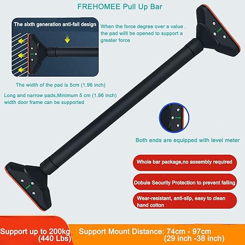 Miniatura 2 de Pull Up Bar for Doorway,Chin Up Bar for Body Workout,Narrow pads,Home Gym Exercise Fitness with Level Meter and Adjustable Width