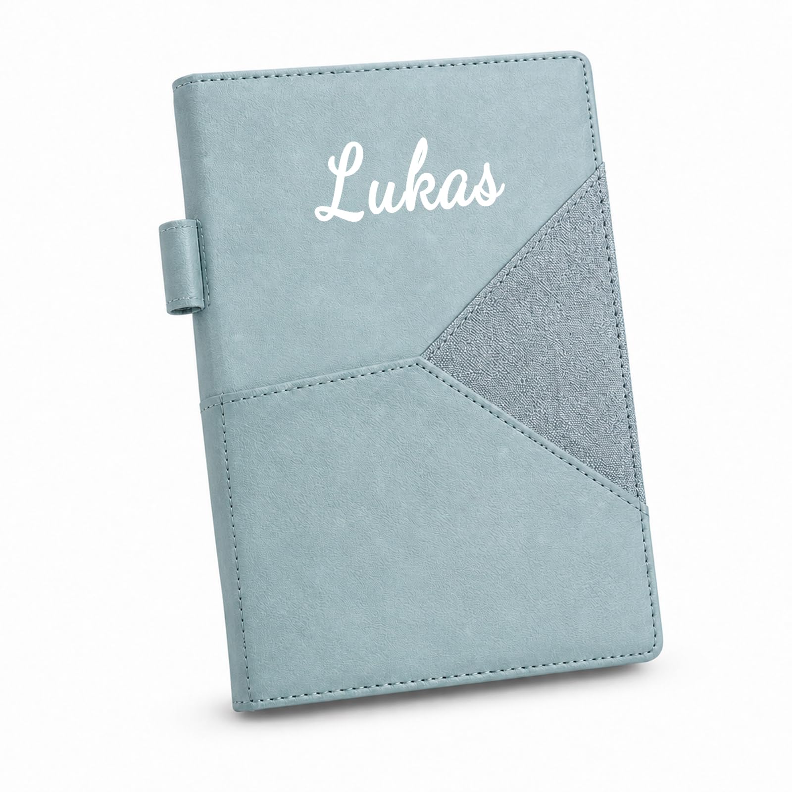 10 Stück Notizbuch Personalisiert mit Namen Journal Buch B5 | Linierte Seiten | Wasserabweisender PU-Einband | Fronttasche für Stifthalter & Karten | 200 Seiten | Büro & Uni