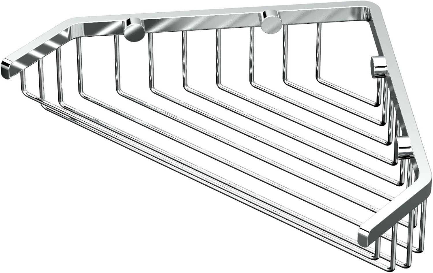 Gatco 1497 9.25" Length Shower or Tub Corner Basket, Chrome | Wall Mounted Stainless Steel Corner Shower Caddy | Bathroom Corner Shelf Organizer in Chrome