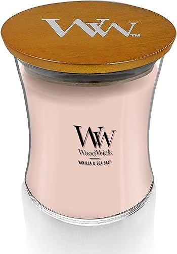 Vista 66 de WoodWick - Vela mediana de reloj de arena, aroma costero al atardecer, se agrieta mientras se quema, cera de mezcla de soja prémium, 9.7 onzas