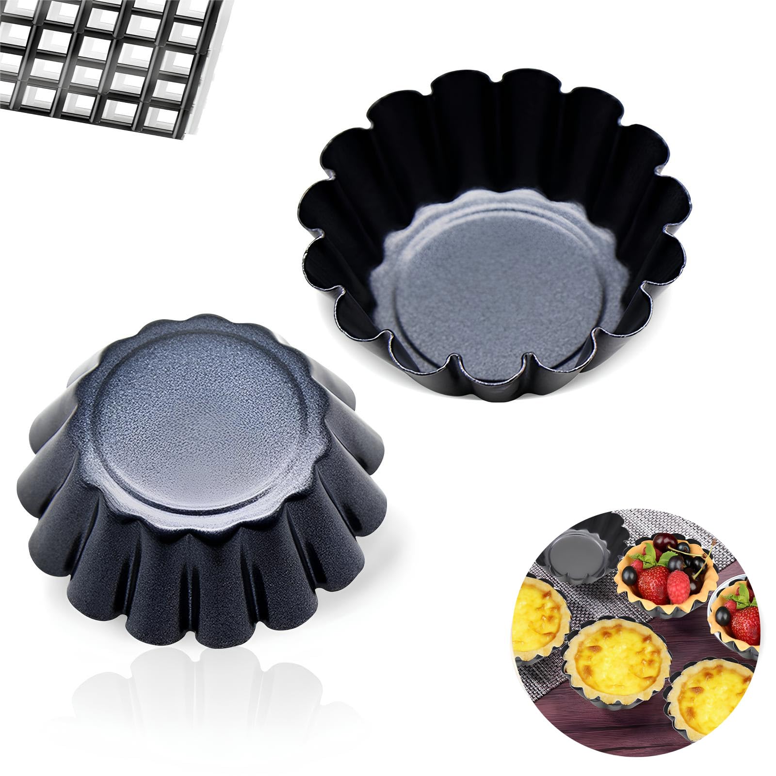 Lot De 12 Moules à Tarte Aux Œufs AMZMUKAUP Antiadhésifs - Réutilisables Pour Muffins, Cupcakes, Desserts